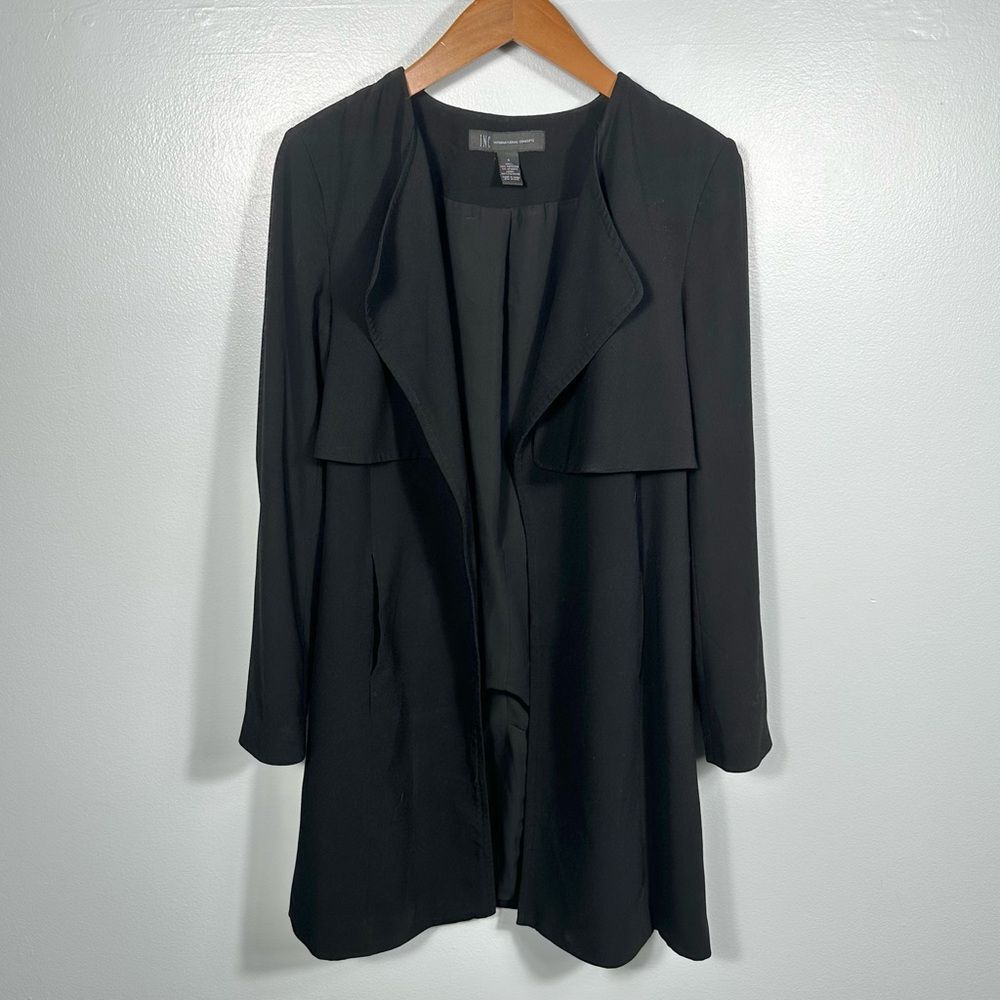 INC International Concepts Black Draped Open Front Blazer Jacket Size Small